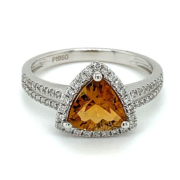 Orange Tourmaline 1.40ct Diamonds Platinum Ring - Picture 1 of 7